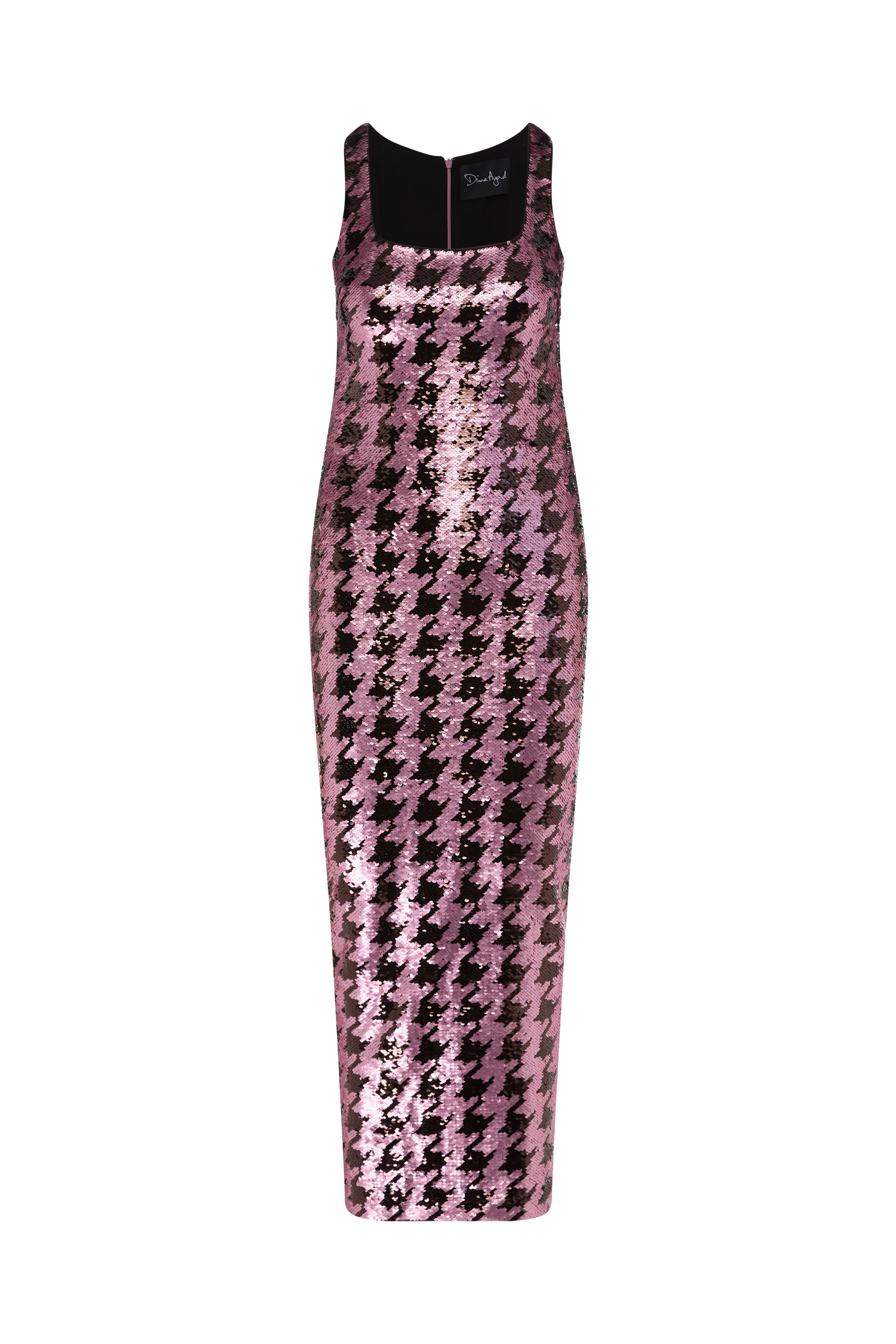 HOUNDSTOOTH SQUARE NECK SEQUIN DRESS – Dima Ayad