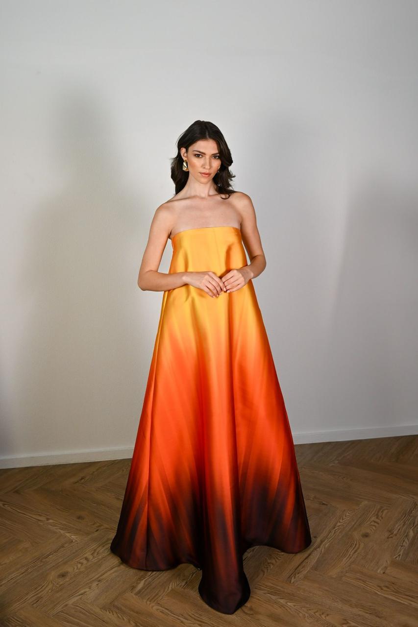 fall ombre dress OMBRE STRAPLESS DRESS