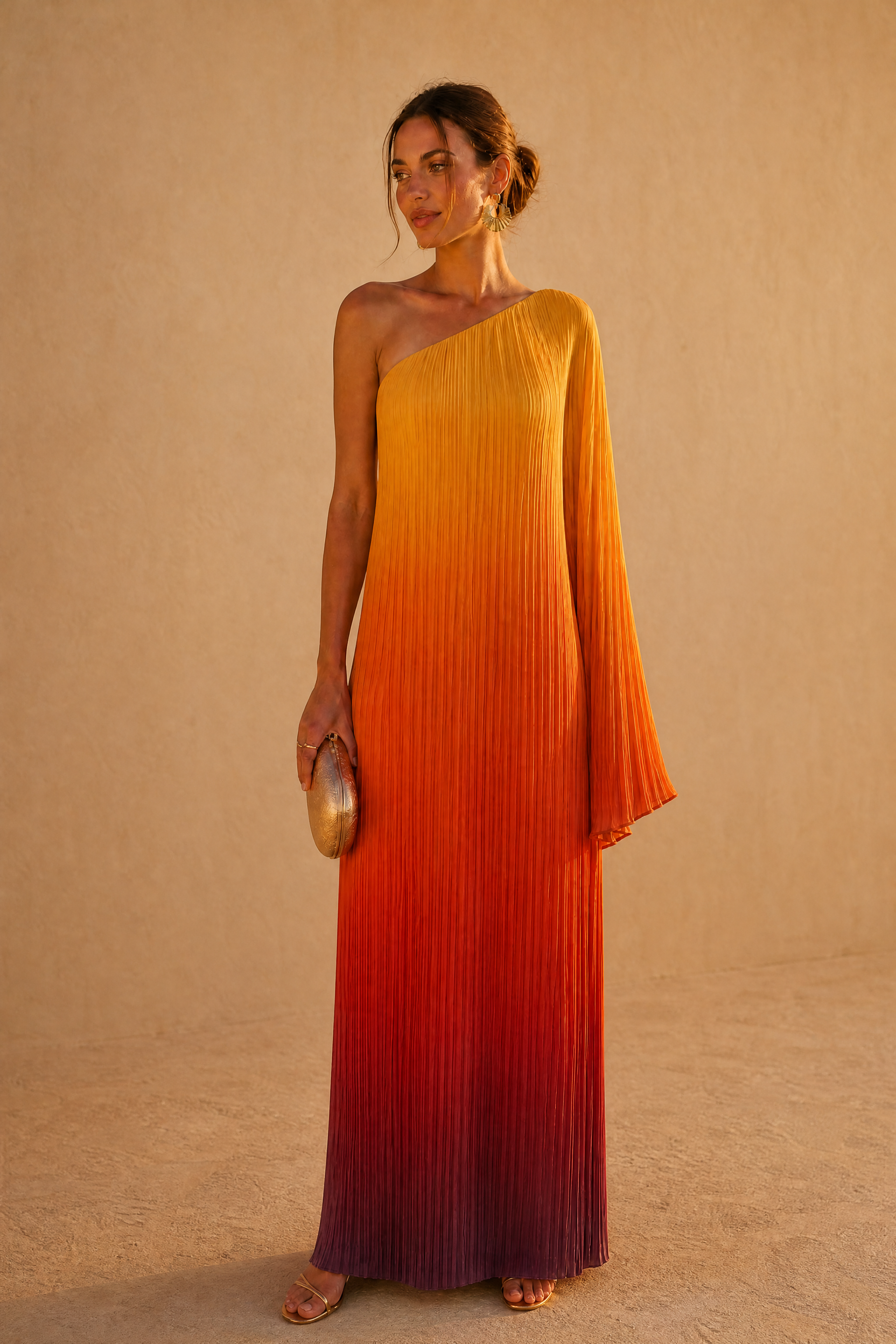 SUNSET PLEATED ONE SLEEVE DRESS – Dima Ayad
