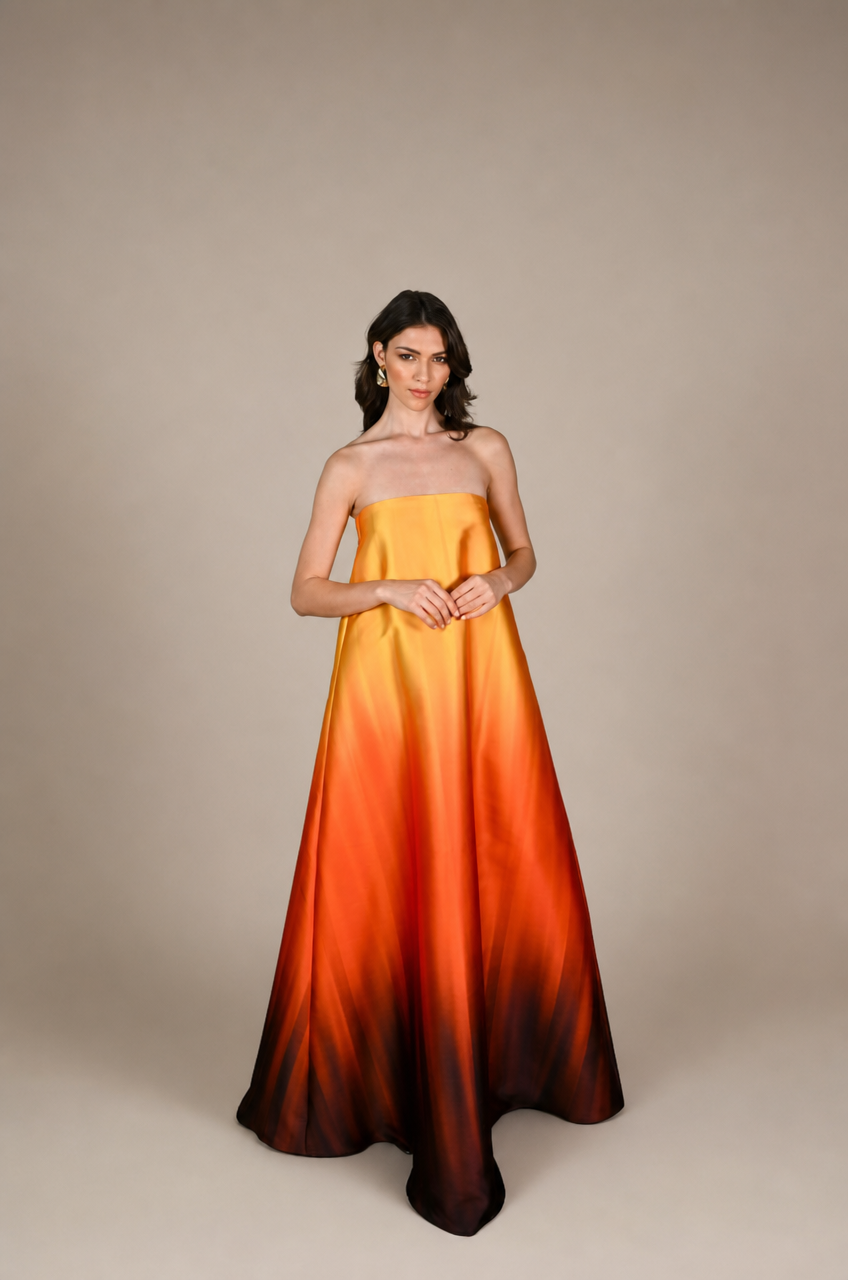 OMBRE STRAPLESS DRESS