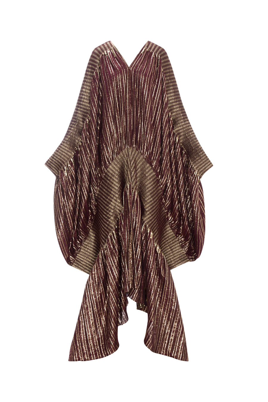 Knitted Metallic V Neck Kaftan