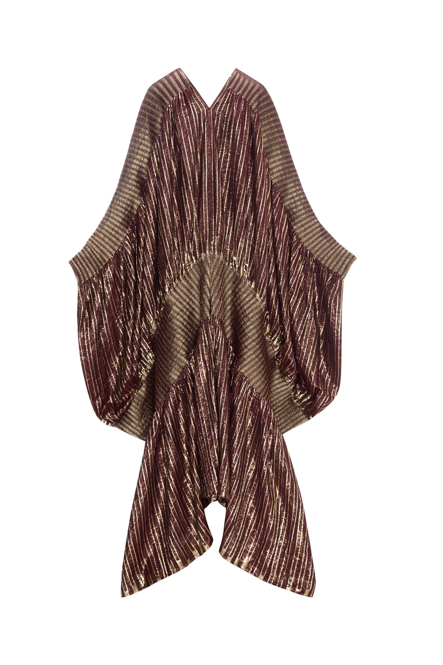 Knitted Metallic V Neck Kaftan