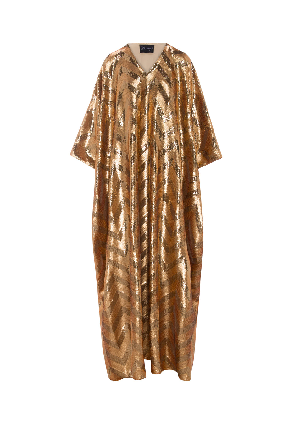 Chevron Sequin V Neck Kaftan