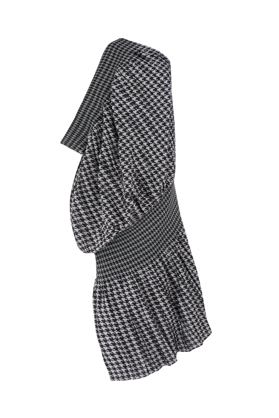 ONE SHOULDER HOUNDSTOOTH DRESS
