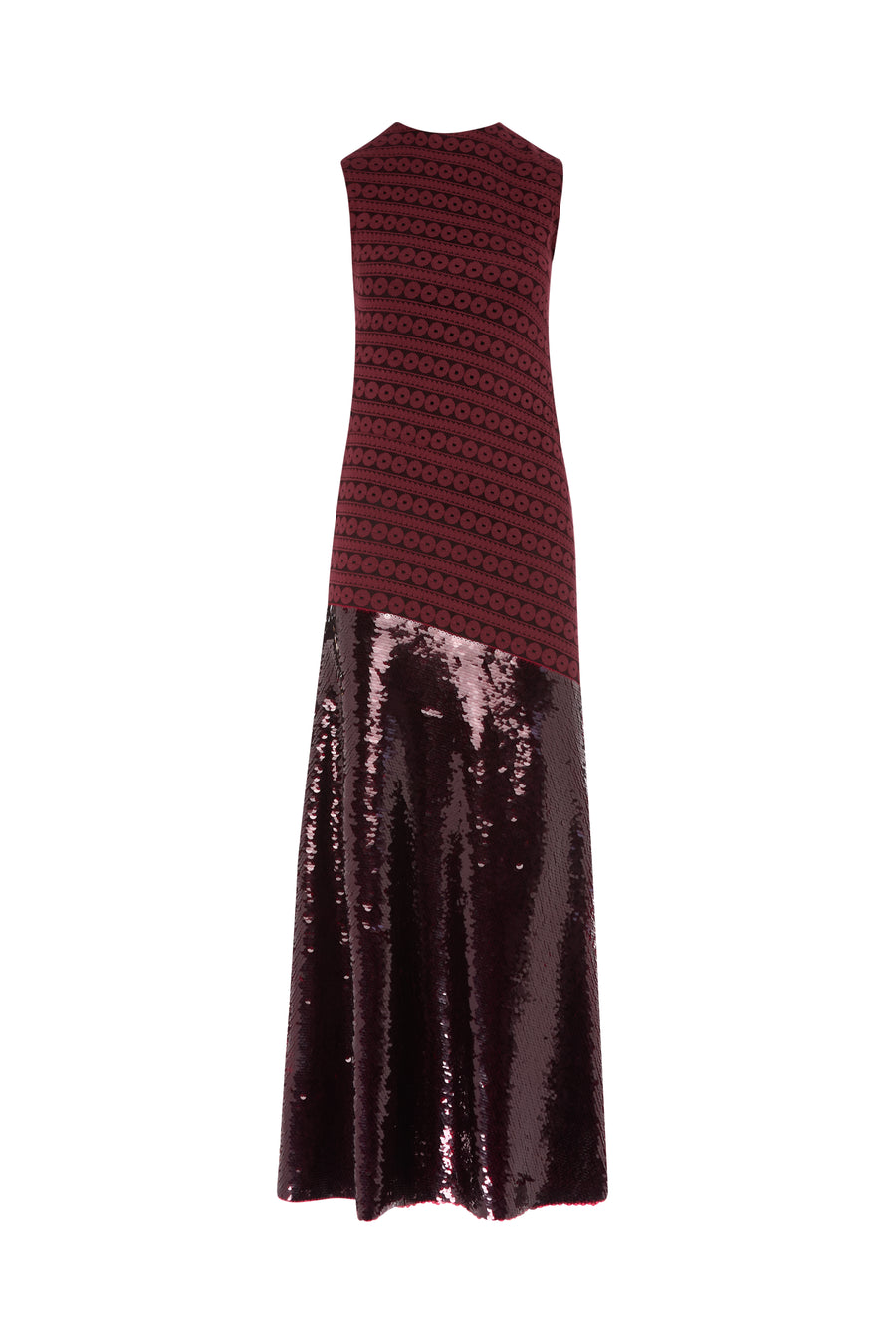 LACE SLEEVELESS DRESS WITH SEQUIN BOTTOM