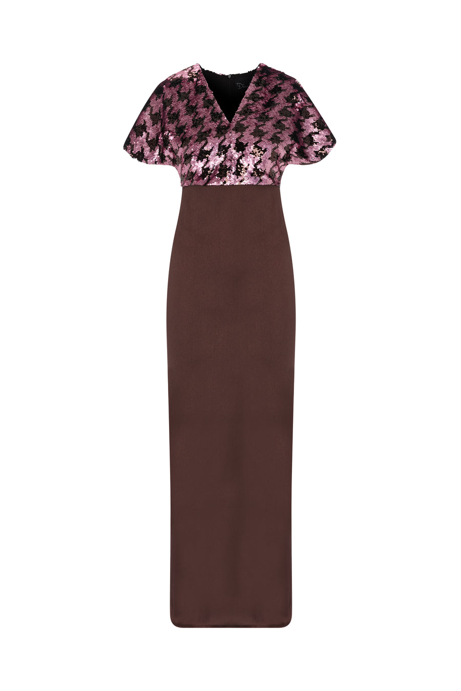 SHORT SLEEVE V NECK SEQUIN  FITTED DRESS