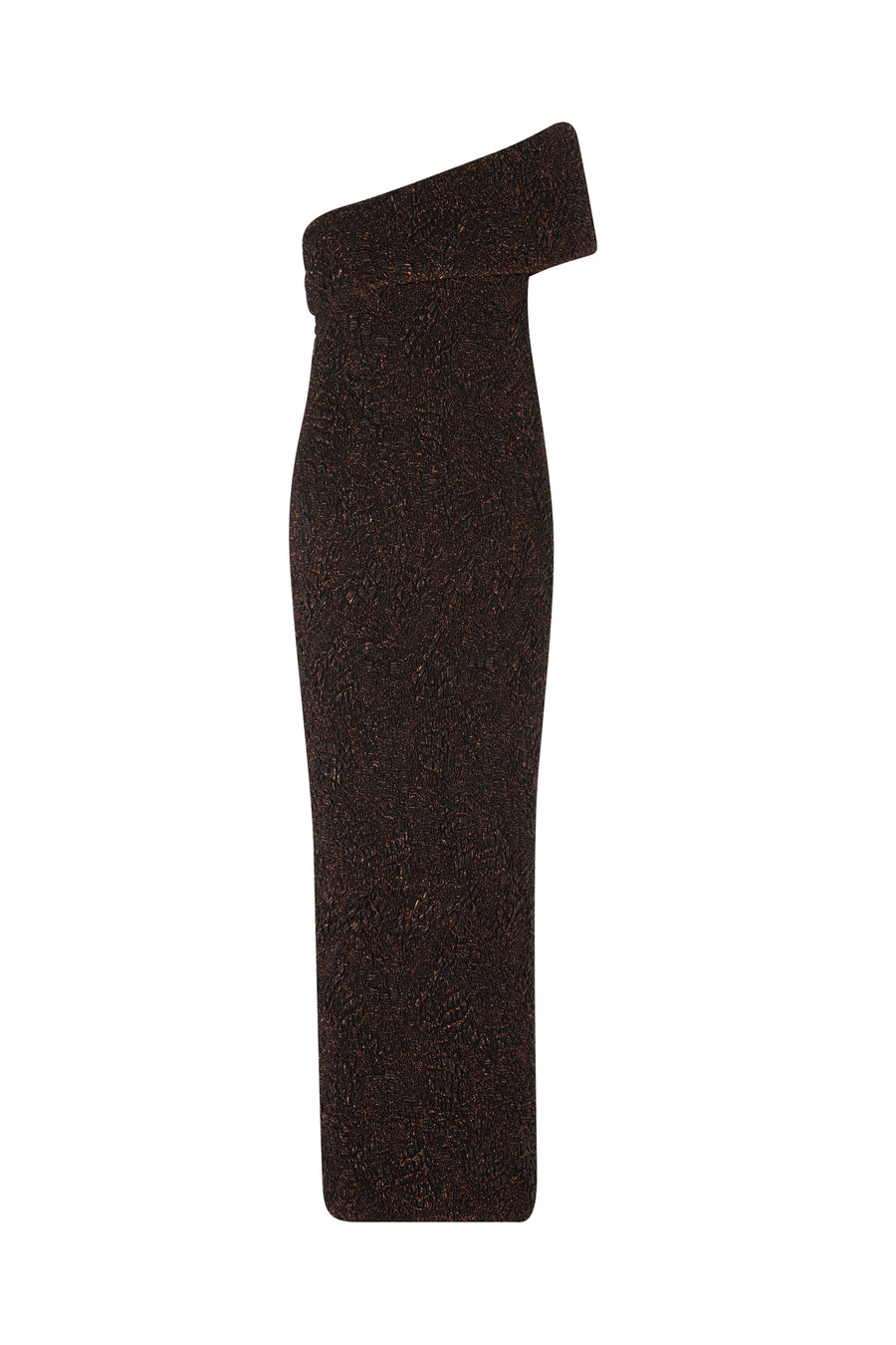 METALLIC ONE SHOULDER FITTED DRESS