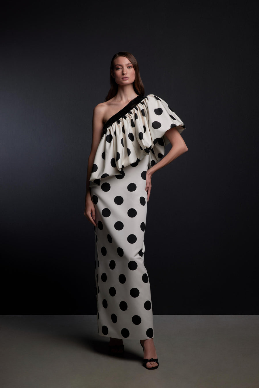 ONE SHOULDER SEQUIN POLKA DOT DRESS ONE SHOULDER SEQUIN POLKA DOT DRESS
