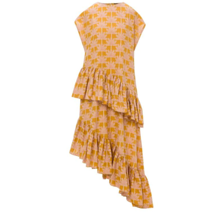 COTTON GATHERED FLOWER DRESS