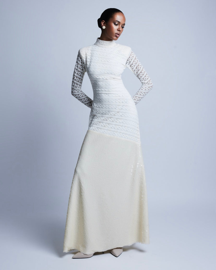 LACE TURTLENECK FULL SLEEVE DRESS