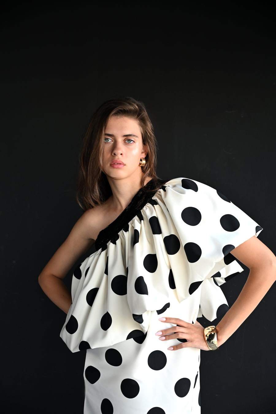 sequin polka dot dress Polka Dot Off Shoulder Sequin Dress