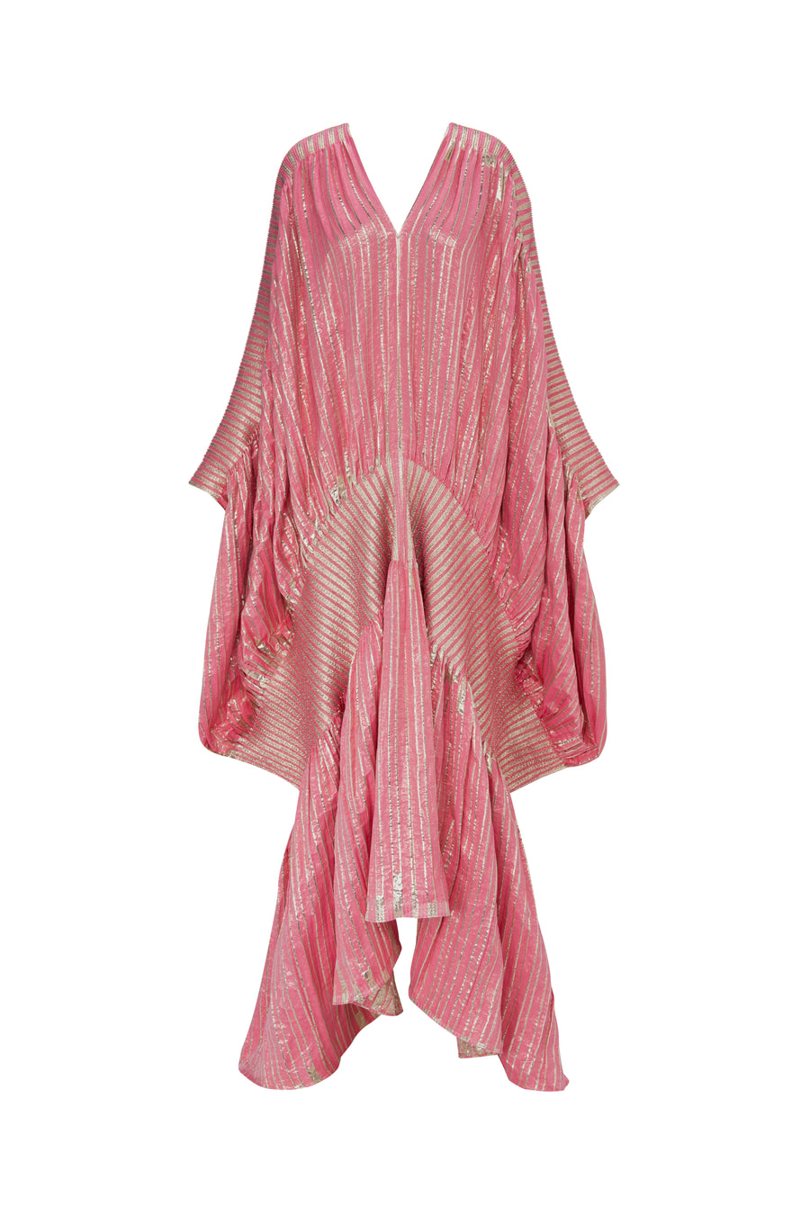 Metallic Pink V Neck Kaftan