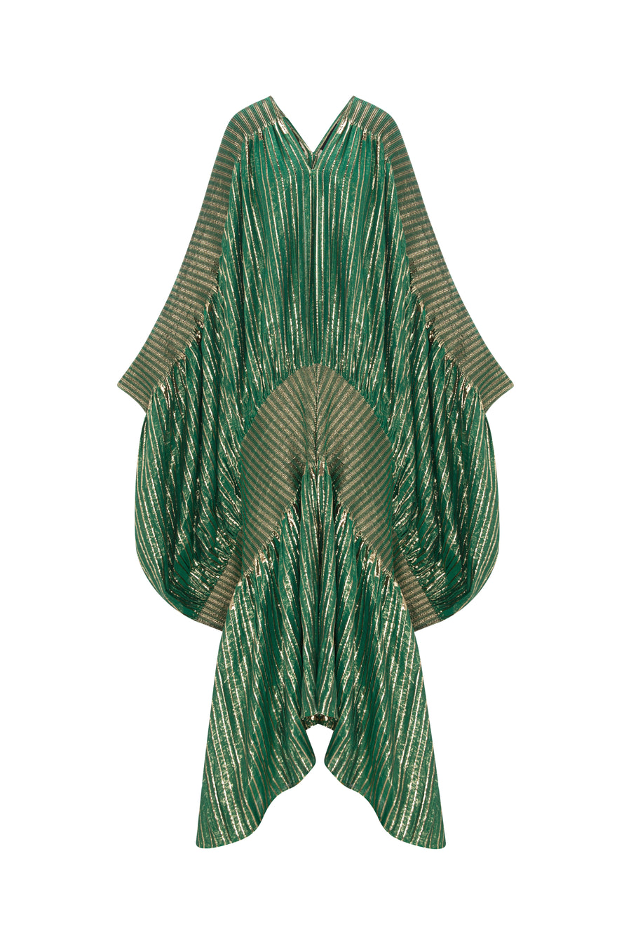 Knitted Metallic V Neck Kaftan