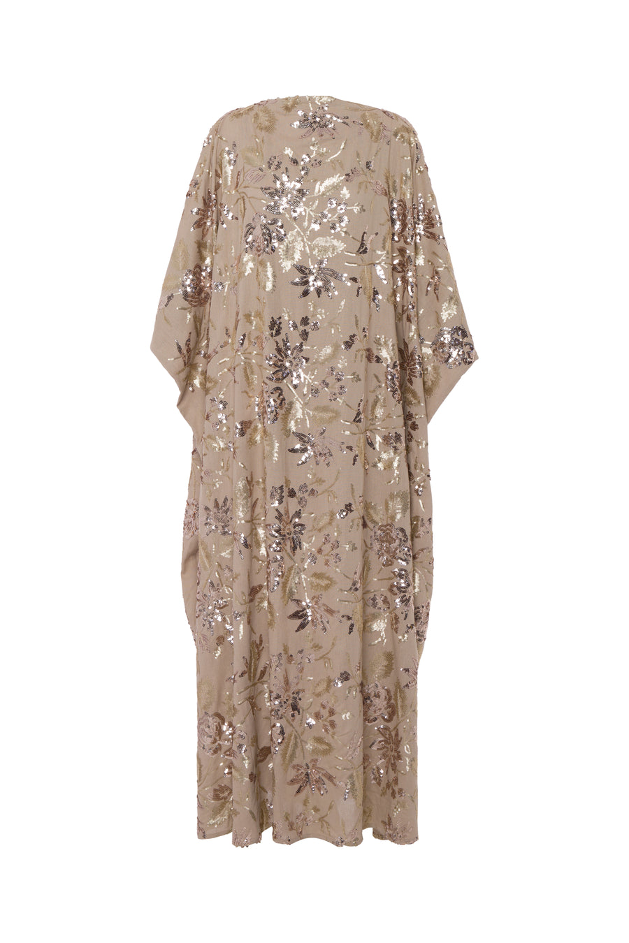 Linen Embroidered Sequin Cocoon With Belt