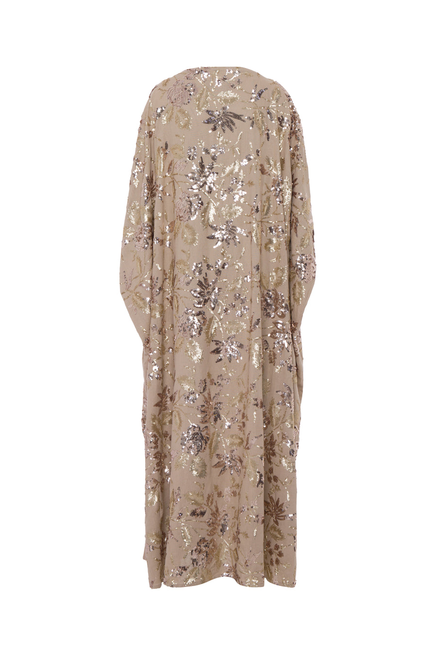 Linen Embroidered Sequin Cocoon With Belt