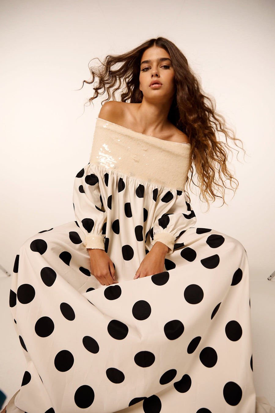 Polka Dot Off Shoulder Sequin Dress Dima Ayad Polka Dot Off Shoulder Sequin Dress Dima Ayad
