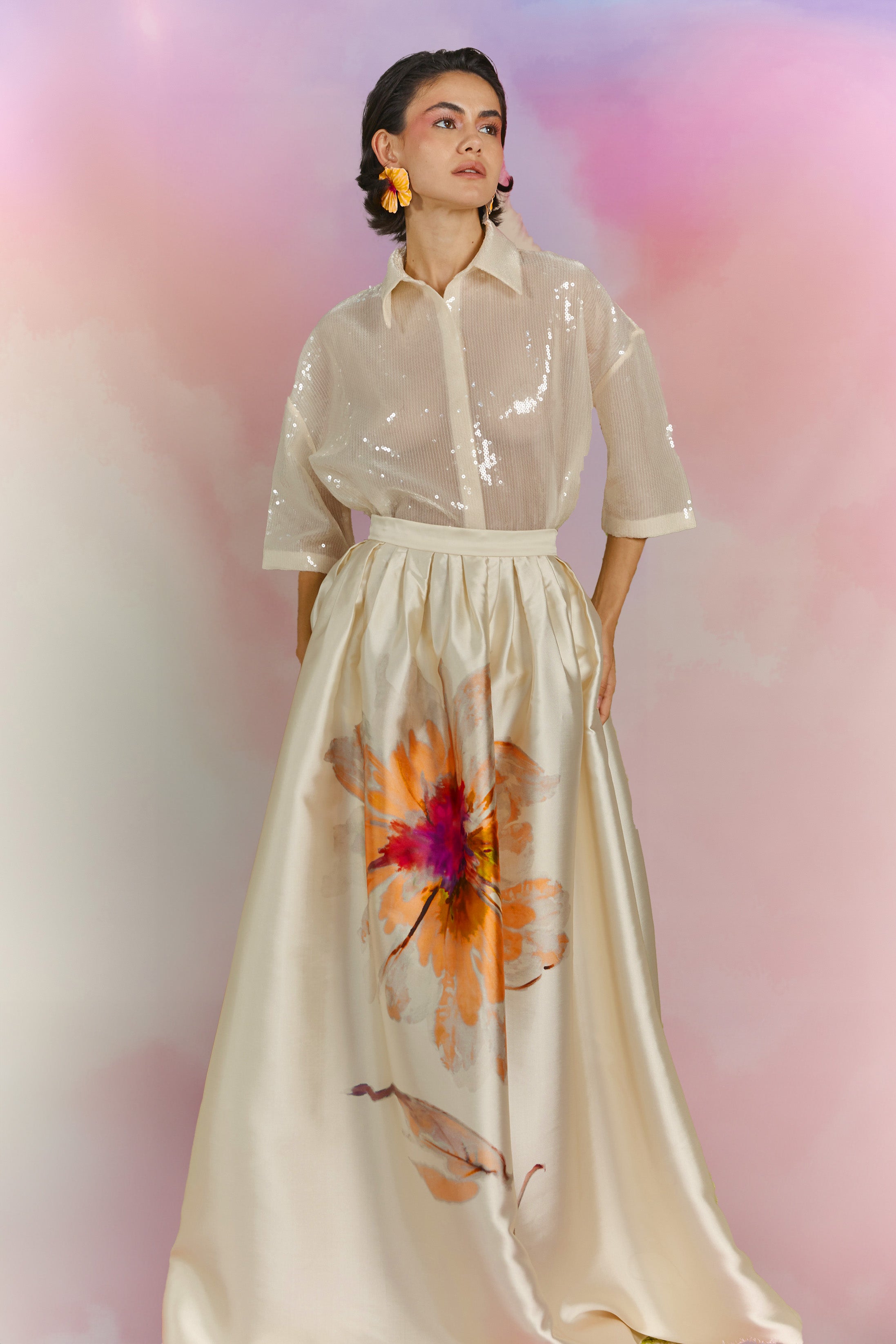 ORGANZA SEQUIN SHIRT