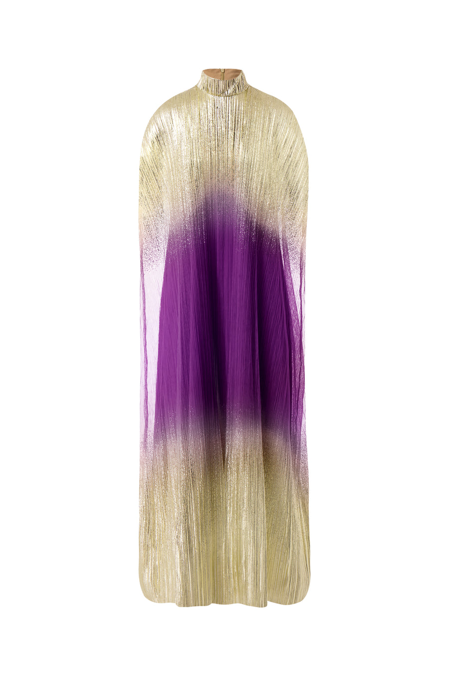 Pleated Metallic Full Cape and Dress Set