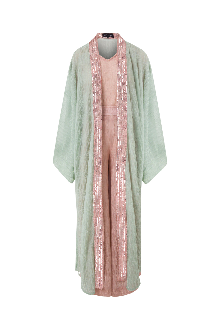 Sequin Open Kimono and Dress Set