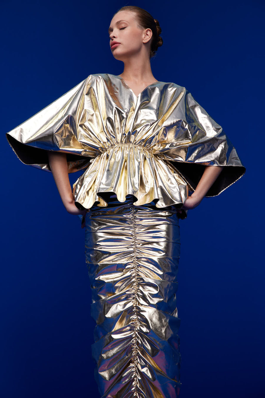 Metallic V Neckline Top