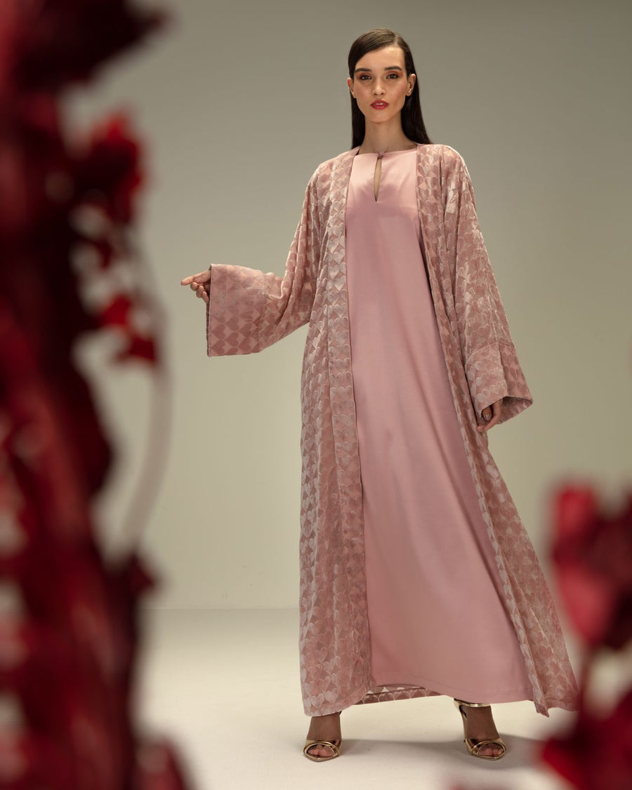 Velvet Full Open Abaya and Dress Set